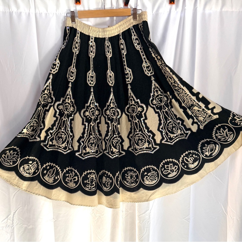 Miss Me Sweet Circle Skirt, Black and White with Sequins, Size M-L